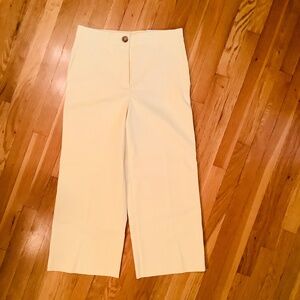 NWT Ann Taylor Cotton Blend HIGH Rise Wide Leg Crop Pants  26” Yellow Size 8